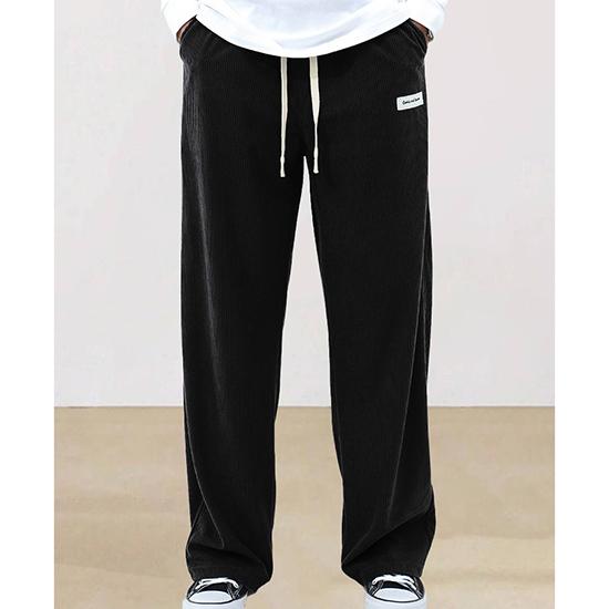Spring and Autumn Solid Color Lace Sports Pants Simple Straight Leg Pants Men's Casual Pants Wide Leg Pants