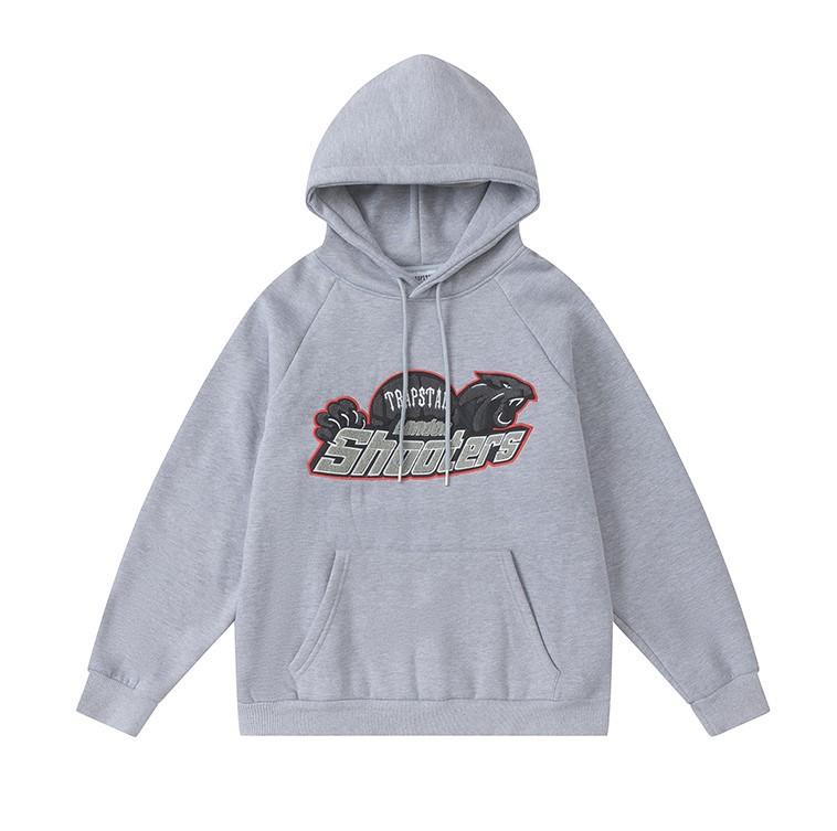 Tra Red Black Tiger Head Embroidered Letter Fleece Hoodie Unisex Loose Sweatpants Set Streetwear