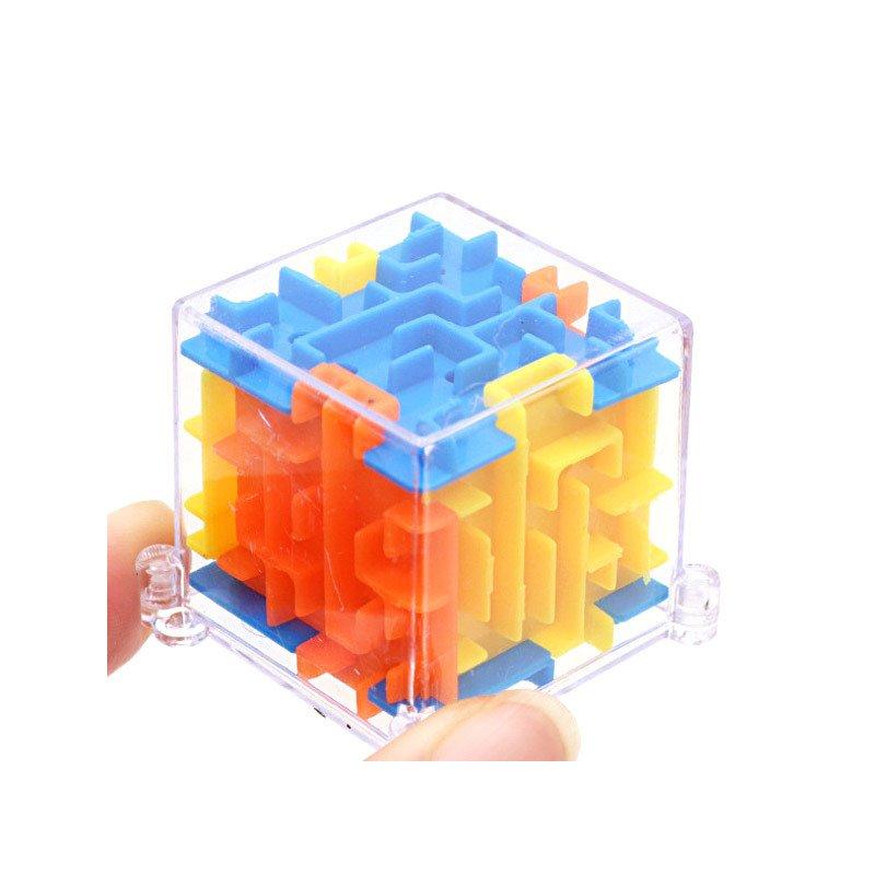3D Maze Ball Transparent Yellow Blue Green Rotating Puzzle Cube Kids Educational Brain Teaser Toy