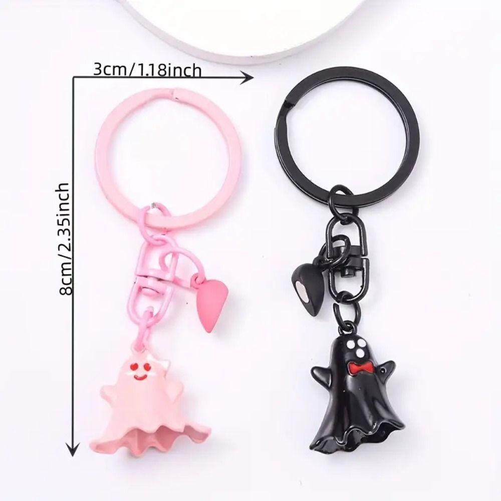 1Pair Couple Halloween Ghost Keychain Bag Hanging Key Rings Minority Magnetic Ghost Pendant  Gift