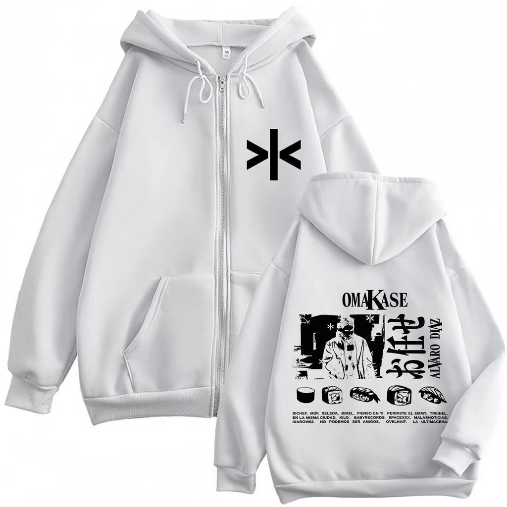 Alvaro Diaz Omakase Album Tour Print Zipper Hoodie Men Women Fashion Long Sleeves Casual Vintage High Quality Zip Up Jacket