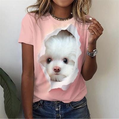 Футболка с милым котом с 3D-принтом для женщин, забавные футболки с рисунком животных, летние свободные футболки в стиле Харадзюку с короткими рукавами и круглым вырезом