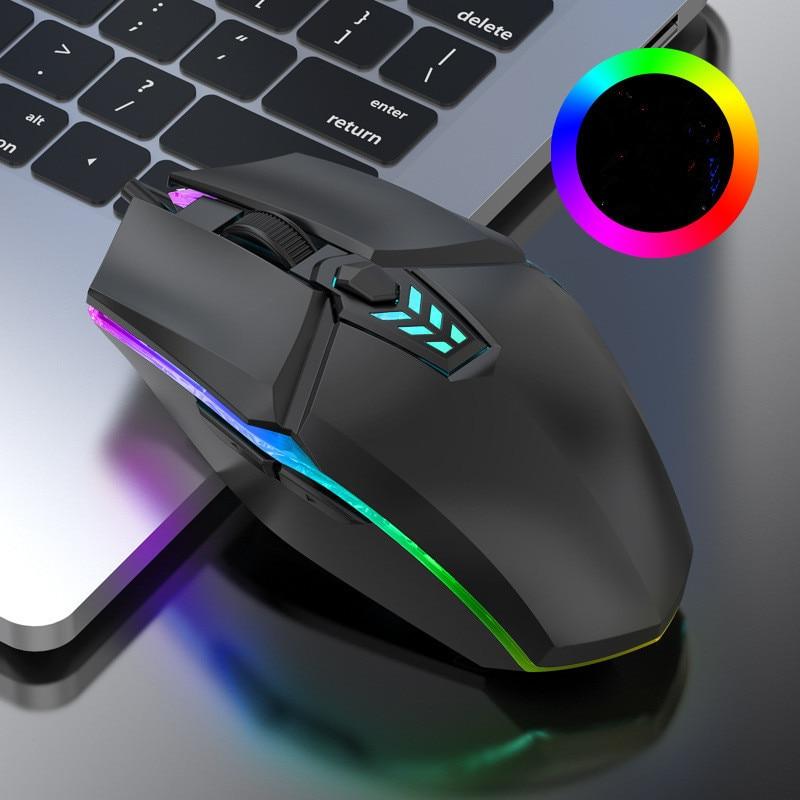 Проводная игровая мышь, оптическая 6-кнопочная USB-мышь с RGB-подсветкой, 1600 точек на дюйм, без звука, для настольного ноутбука, компьютера, геймера