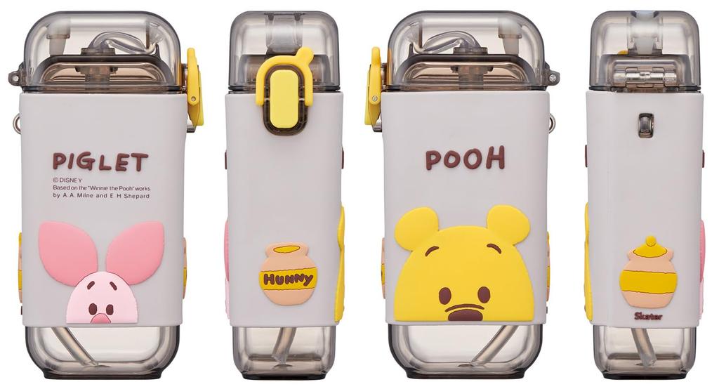 Skater Square Straw Bottle Water Bottle S 260ml One Push with Cover and Shoulder Belt Disney Winnie the Pooh PSQ3ST-A