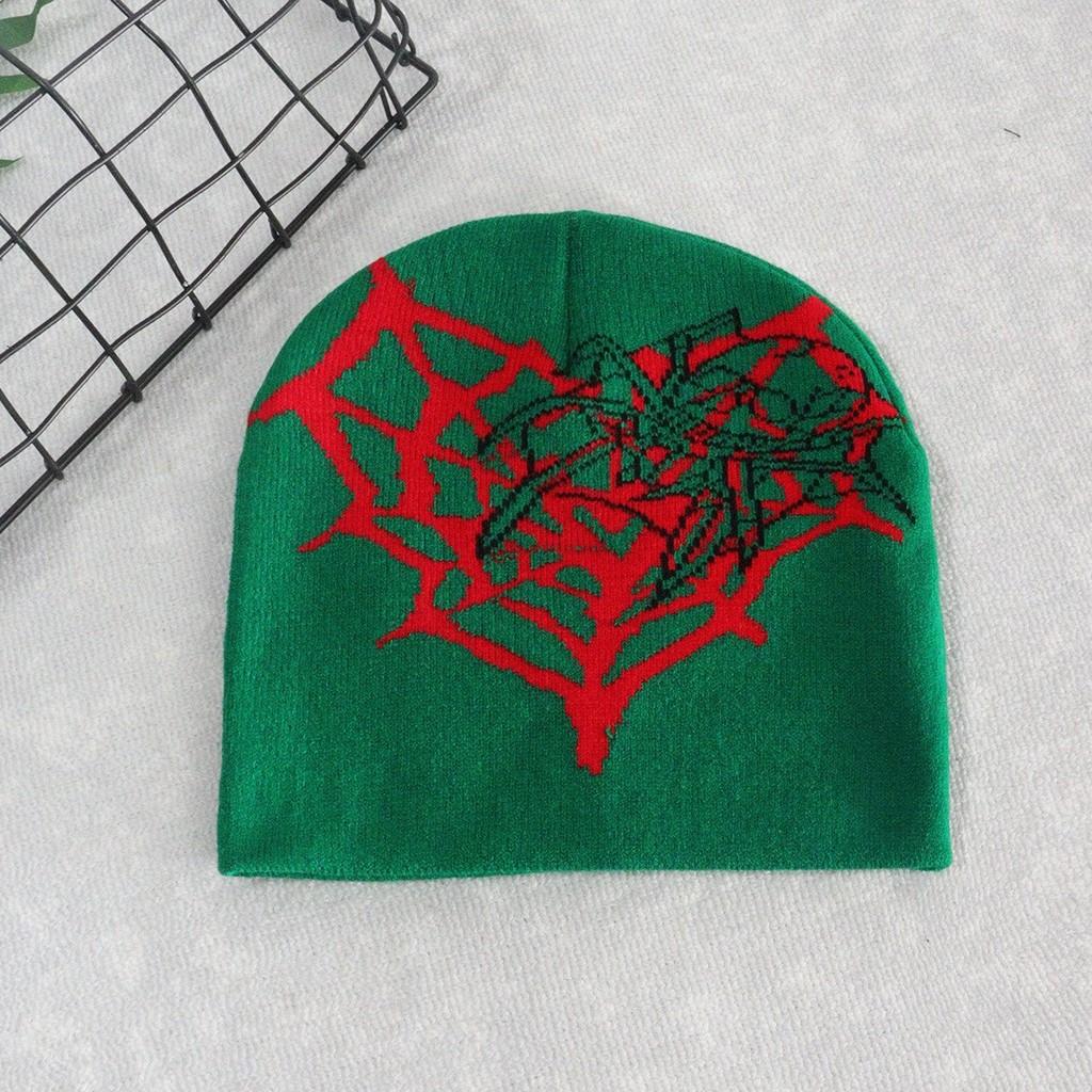 Heart Shape Spider Web Pattern Knitted Hat For Fall And Winter Season