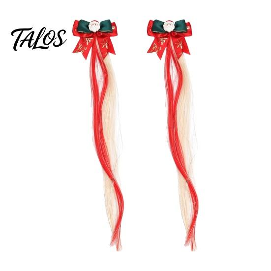 Christmas Hair Clips for Girls Clip in Extensions with Tree/Star/Bow Design Star Embellished Styling Tools Holiday Party Hairstyles, Red Green
