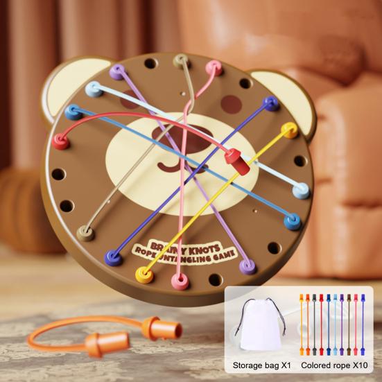 Kids Bear Rope Untangling Game Logic Thinking Focus Training Rope Board Game Parent-children