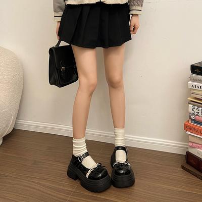 Туфли Мэри Джейн на шнуровке с юбкой на толстой подошве, с большой головкой, японские, из маленькой кожи, новинка лета 2025, с бантом