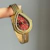 Vintage Luxury Gilded Diamond Waterdrop Dial Watch Fashion Women Quartz Watch Roman Scale Watches Reloj De Mujer