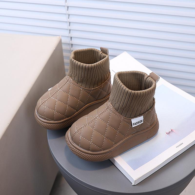 Children's Bread Cotton Shoes 2025 Winter New Boys and Girls Cotton Boots Piled Warm Leather Boots Thickened Snow Boots Foreign Trade