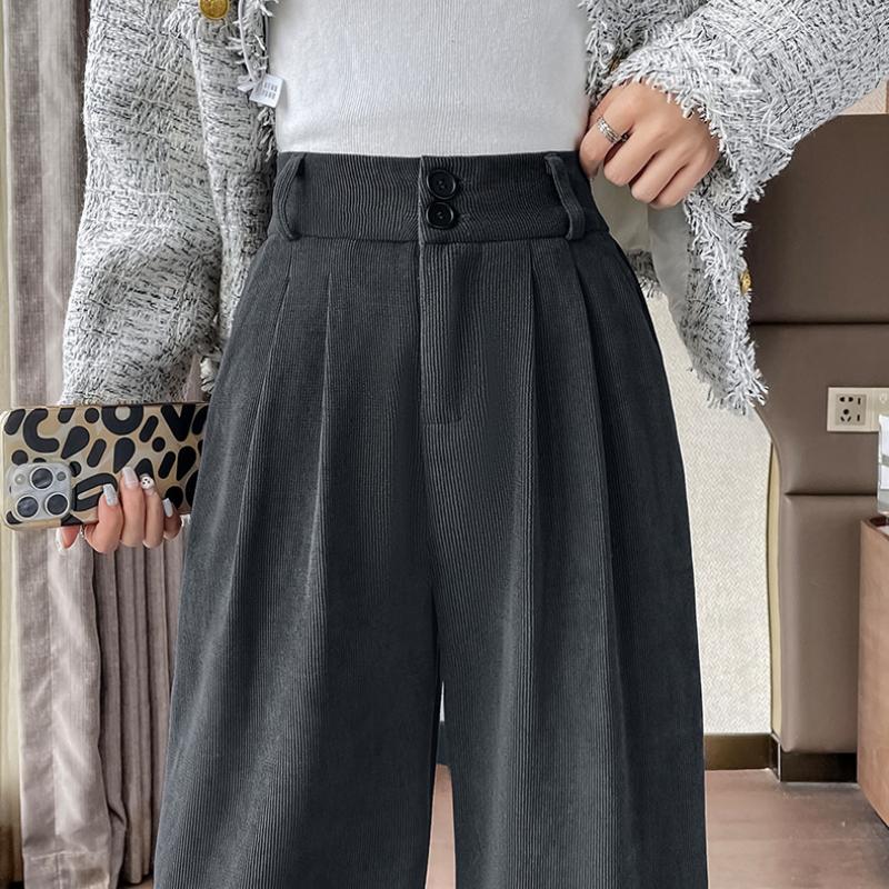 Белые вельветовые брюки широкого кроя для женщин на осень и зиму, новые узкие прямые драпированные брюки Small Plus из бархата
