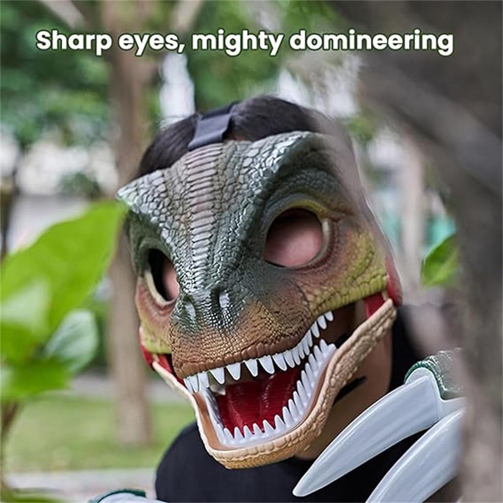 Dino Mask Moving Jaw, Hard Plastic Funny Dinosaur Mask With Dinosaur Scream Halloween Mask Dinosaur Head Face Mask Movable Mouth Party Cosplay Props