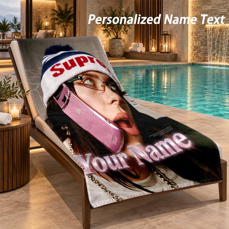 Billie Eilish Custom Name Beach Towel Large Soft Towel for Indoor Bathroom Outdoor Beach