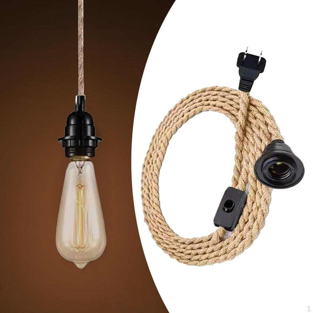 Hemp Rope Pendant Light Hanging E26 Socket with Cord Small Lighting Ceiling