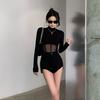 Летняя женская футболка женская одежда топы с длинным рукавом весна черная тонкая футболка женский укороченный топ сексуальный облегающий Y2k