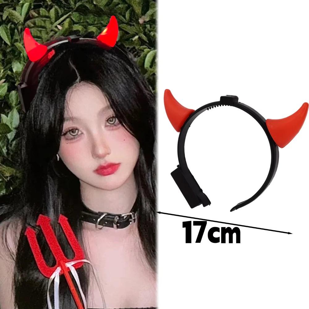 Red LED Light LED Headband Bull Horns Devil Hair Hoop Durable Party Headwear Cosplay Costume
