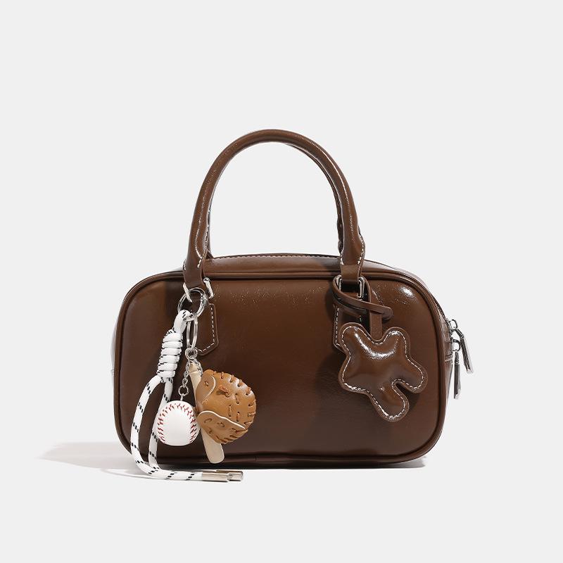 Niche Design Bowling Bag Ladies Cute Fall/Winter Vintage Tote Bag Single Shoulder Crossbody Boston Bag