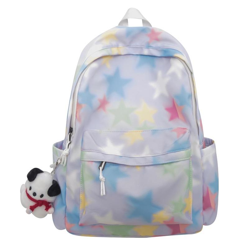 Painted Star Backpack Women's New Trendy Junior High School High School Student Schoolbag Large Capacity Nylon Casual Backpack