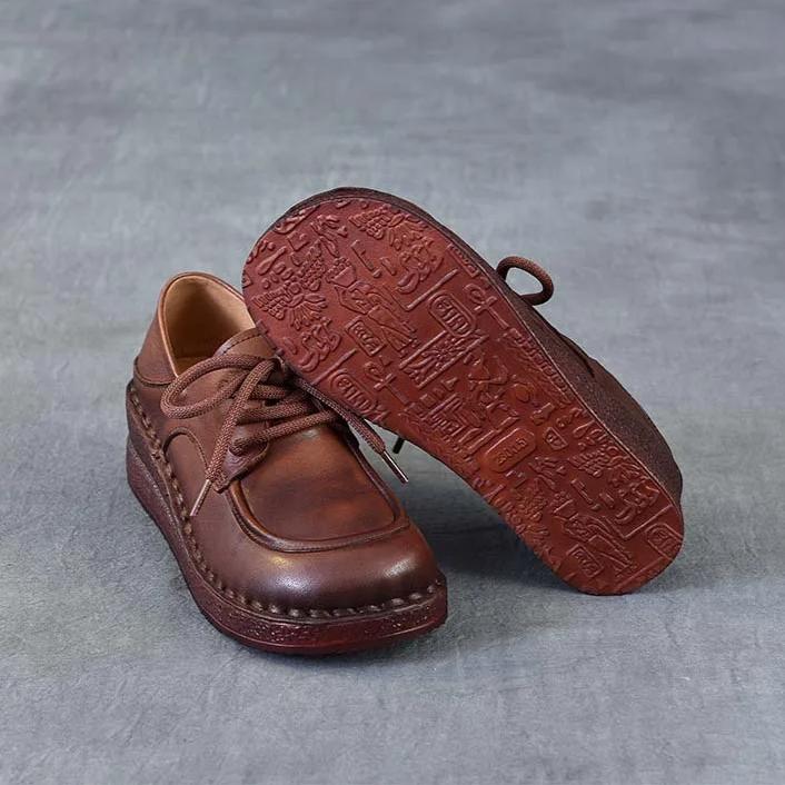 Johnature Туфли-клинья из натуральной кожи, универсальные, удобные, с мягкой подошвой, на шнуровке, обувь на четыре сезона