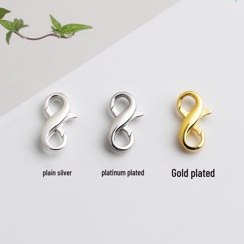 Gold-Plated S925 Sterling Silver S-Hook Figure 8 Spring Clasp for DIY Bracelet/Necklace, Double Ring End Clasp Connector.