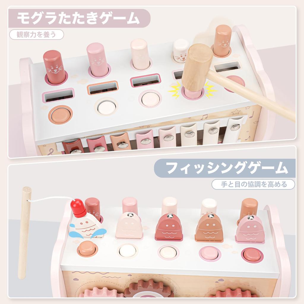 Joyreal Монтессори Развивающие Игрушки Деревянные Игрушки Игрушка-Молоток Музыкальный Инструмент Игрушки-Ксилофоны Детские Игрушки Подарки для Детского Праздника для Девочек Мальчиков 2 3 4 Года