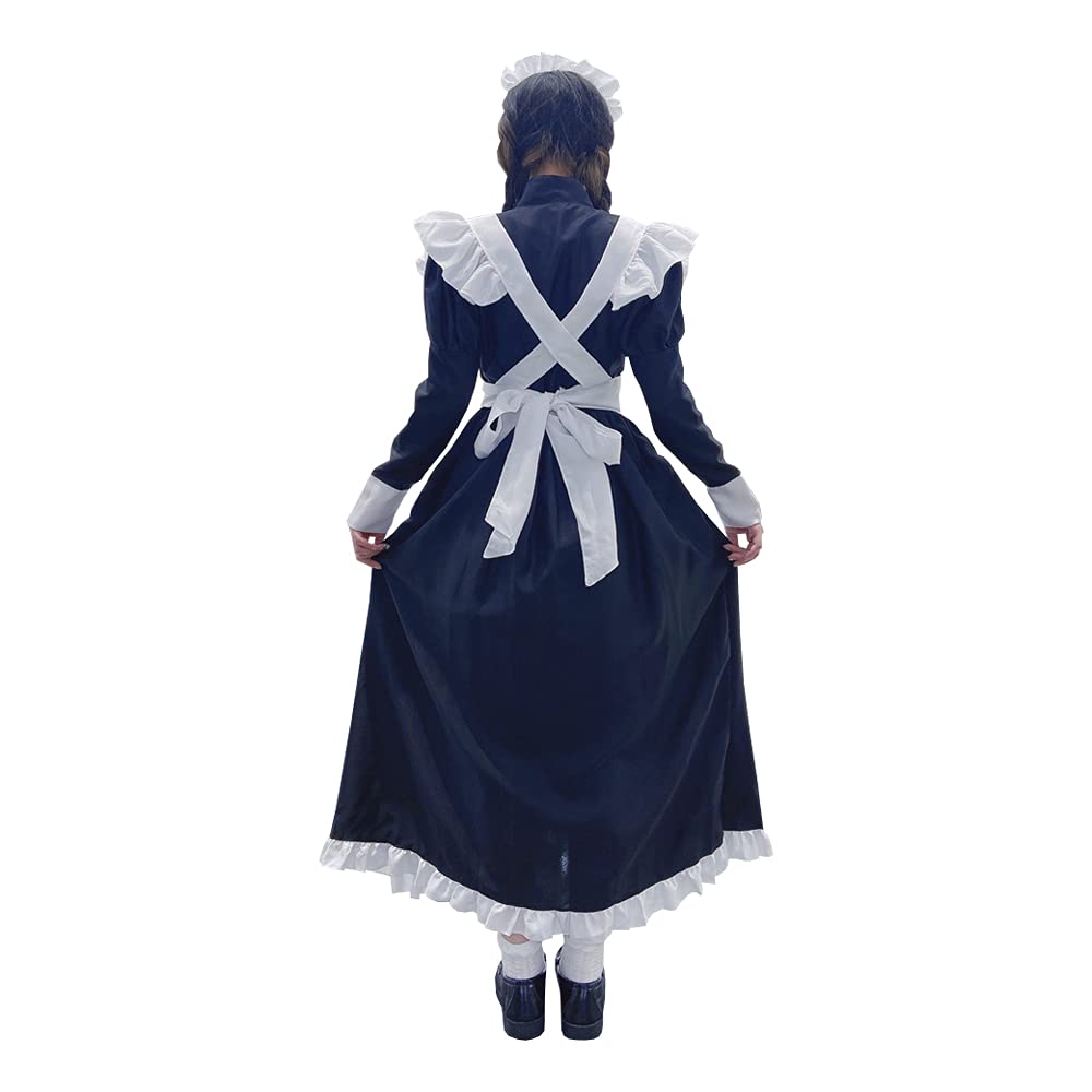 IRIWA Британский стиль одежды горничной длинный черно-белый цельный костюм для косплея на Хэллоуин комплект из 4 классических длинных рукавов для женщин и мужчин большой размер