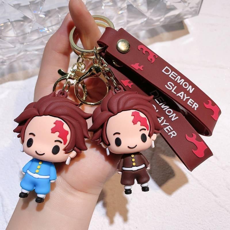 Cute Demon Slayer Keychain Tanjiro Nezuko Inosuke Figurine Gift For Backpacks