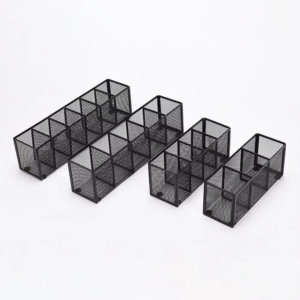 Modern Mesh Desk Organizer 3/4/5/6 Grids Pen Storage Box Multifunctional Pencil Holder Office Use