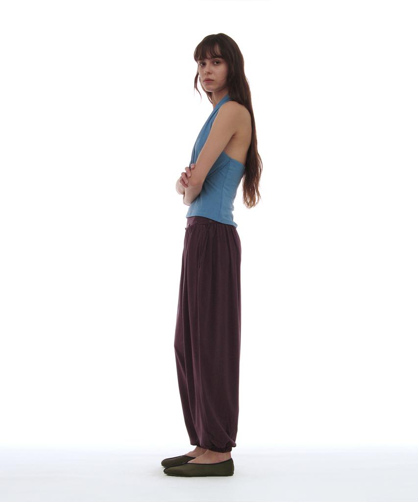 PARTIMENTO WOMEN Pwc Curtain Skirt Layered Harem Pants_Midnight Plum