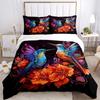3pcs Colorful Hummingbirds Amidst Vibrant Flowers Quilt Set Cartoon Themed Bed Quilt Set Lovely Character Bedroom Decor Bed Quilt Set Four Season