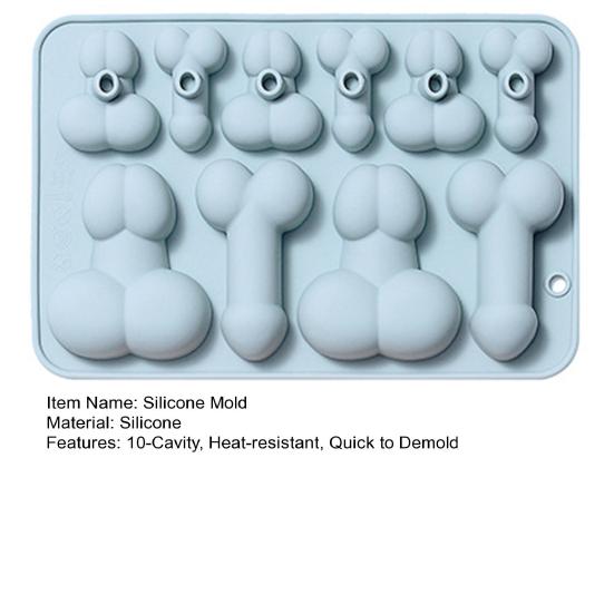 Silicone Mold 10-Cavity Non-stick Heat-resistant Quick To Demold Toughness Cake Decoration 2 Sizes Shapes Unique Man-featured Pastry