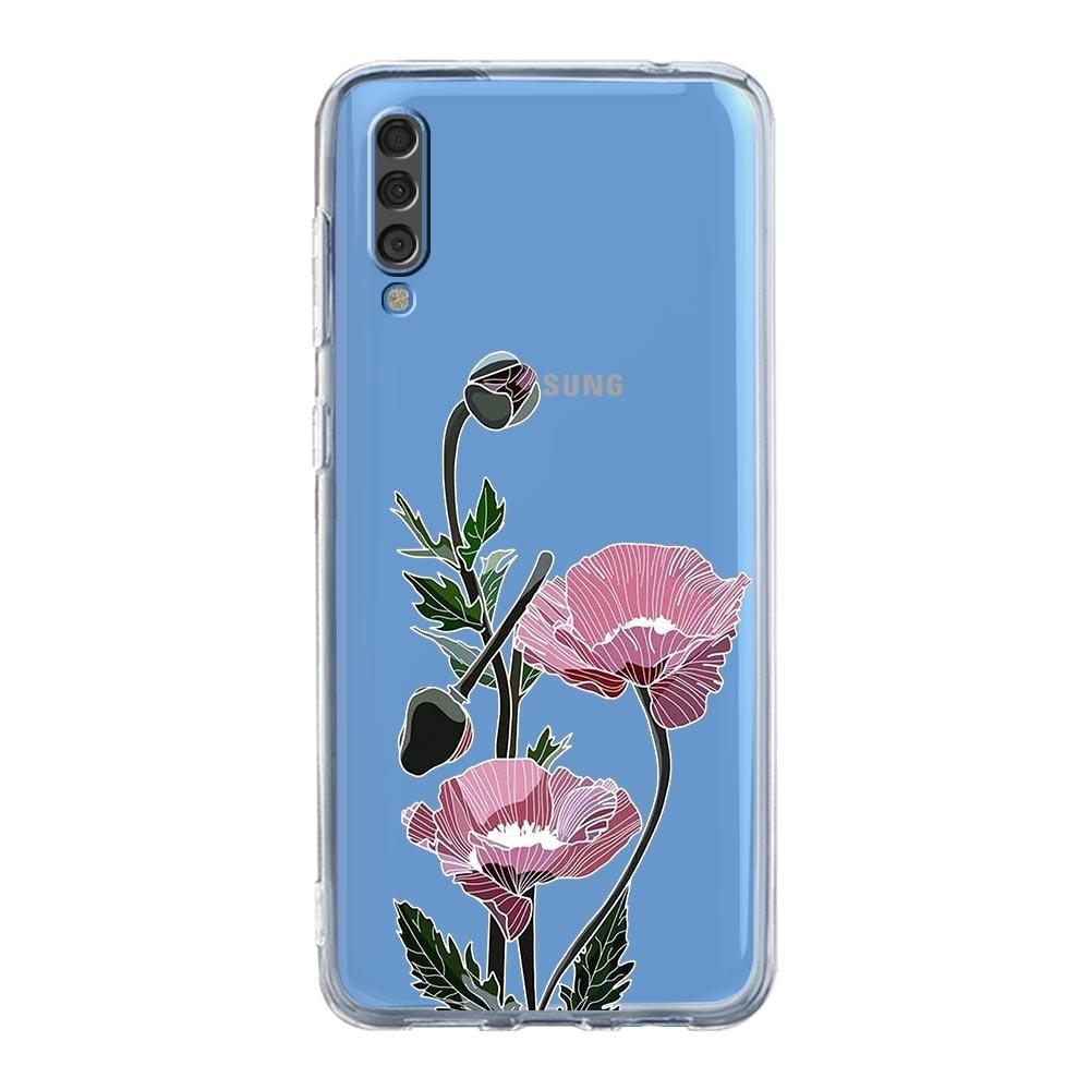 Чехол для телефона Samsung A14 5G A12 A22 A32 A34 A42 A52 A54 A50 A70 A72 A30 A40 A20E A10S A20S A02S A04S Прозрачный чехол Цветок