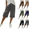 Women's Summer Fashion Loose Cotton Linen Solid Color Casual Drawstring Button Shorts