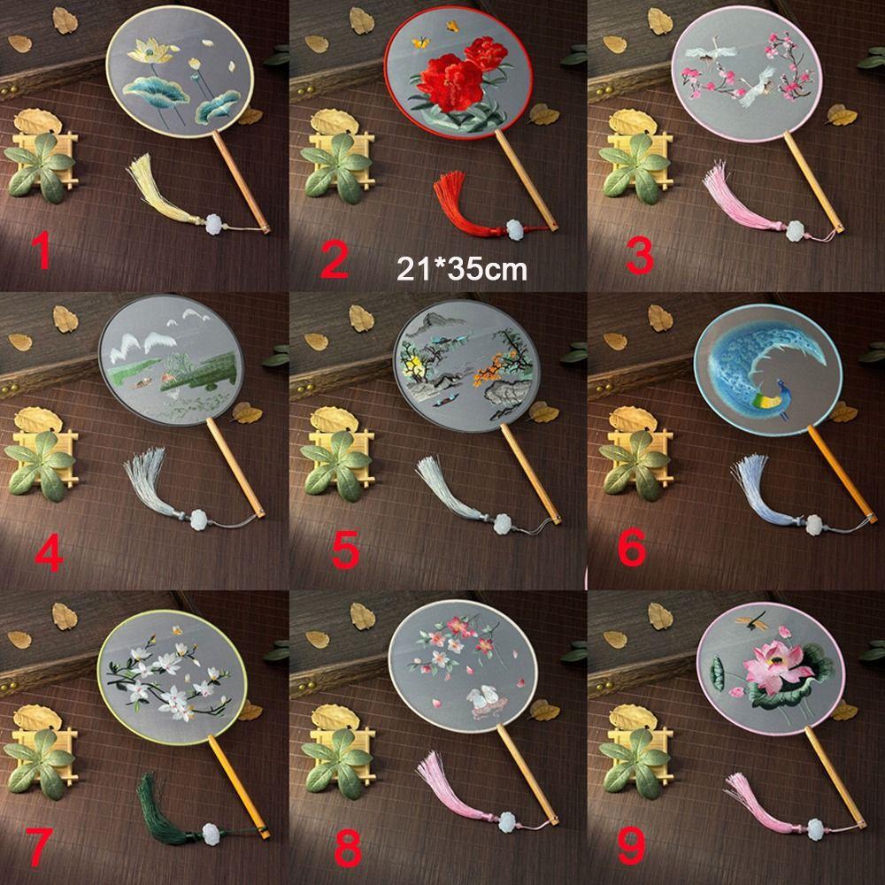 Ручной вышитый веер с подвеской Шелковый веер Пион Веер в китайском стиле Реквизит для фотосъемки