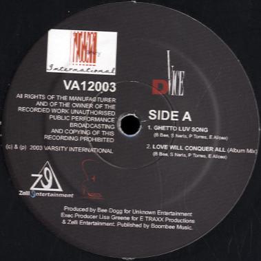 12-дюймовая пластинка D VICE - Ghetto Luv Song VA12003 Varsity Interna 2003 US Рэп и Хип-хоп/R&B Б/У