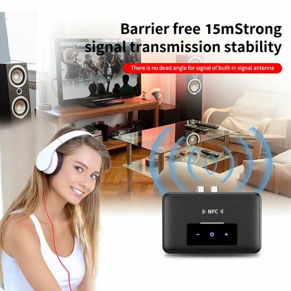 Bluetooth 5.0 Передатчик Приемник Беспроводной 3,5 мм AUX NFC на 2 RCA Аудио Адаптер