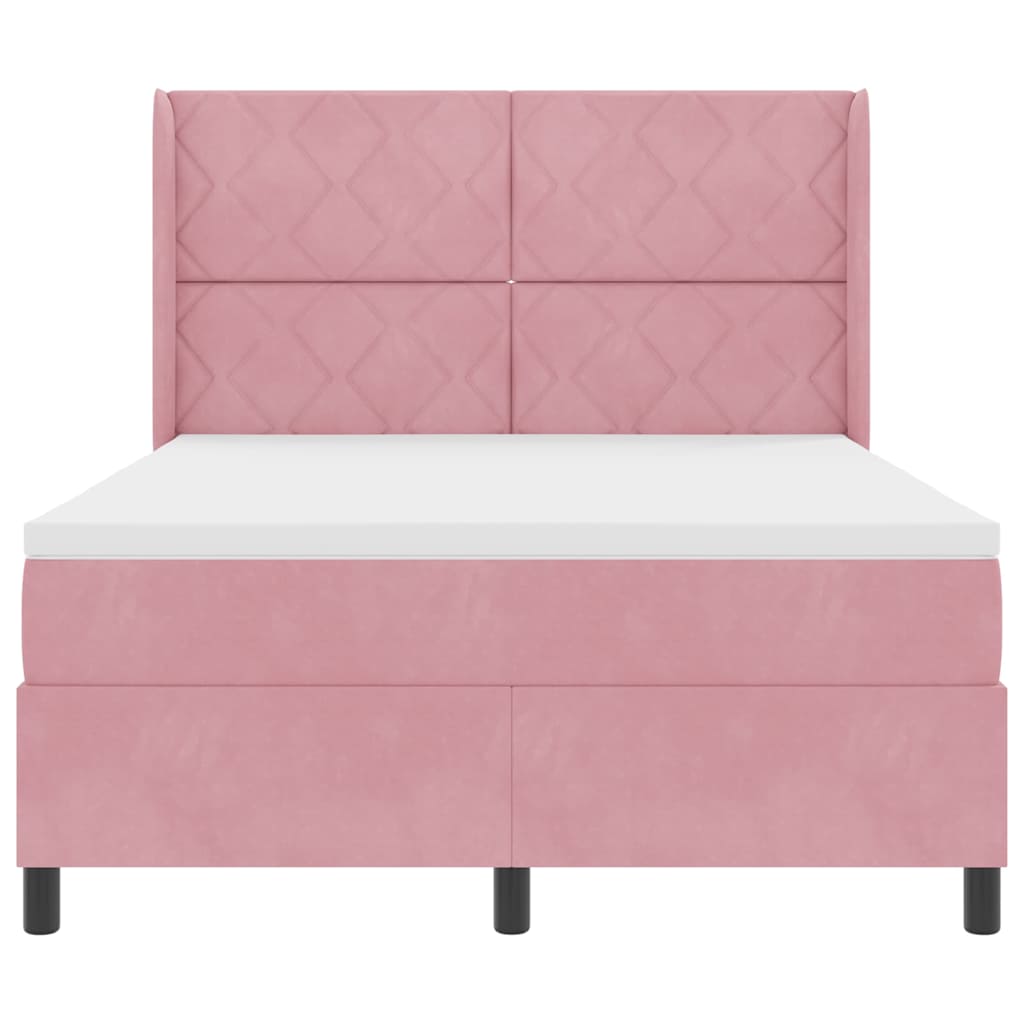 Box Spring Bed with Headboard Pink 140 x 190 cm Velvet