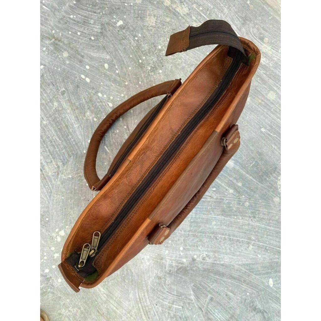 Women's Vintage Brown Handmade Leather Shoulder Purse Tote Crossbody Shopper Bag