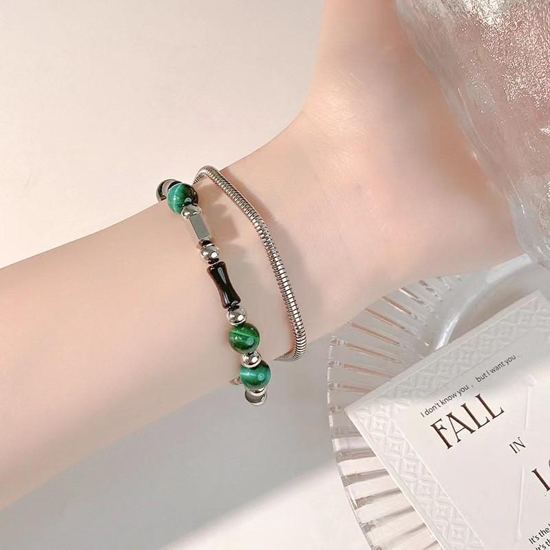 Титановый браслет стальной для женщин лето 2024 уникальный двухслойный дизайн