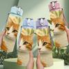 1PC Tabby Cat Green Foliage 750ml Color Plastic Sports Water Bottle Leakproof Flip Straw Lid Suitable for Sports Office Home Use