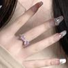 Lady Open Ring Adjustable Pin Cubic Zirconia Bow Shape Smooth Polished Finger Jewelry Daily Prom Party Knuckle Ring