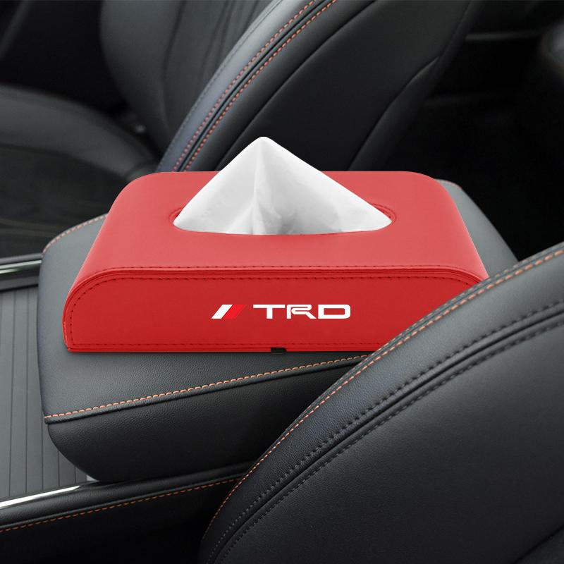 1pcs Car Tissue Box Holder Armrest Box Storage Case Emblem for Toyota TRD Corolla Camry Rav4 Yaris Hilux Prius Auris Car Accessories