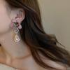 Серьги «Серебряная игла» в стиле ретро, асимметричные, с цветком из стразов - Европейская и американская мода, Французский элегантный темперамент, Женские серьги высокого класса