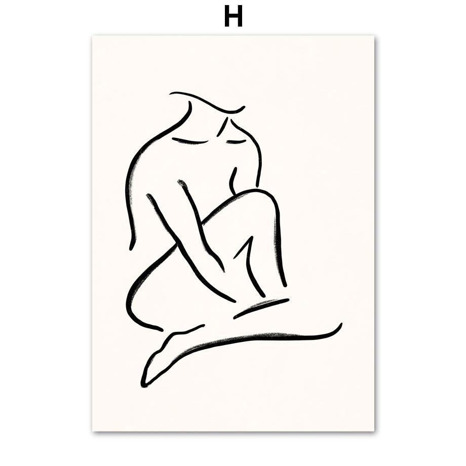 Абстрактные линии, растения, листья, геометрия, цветы, постеры и принты, холст, живопись, скандинавские настенные художественные картины для декора гостиной