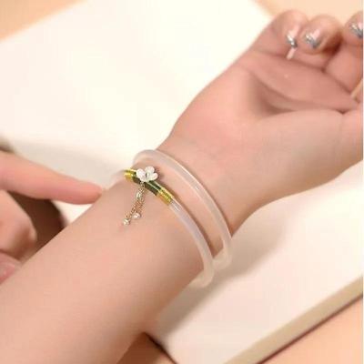 Новый 2 шт. Натуральный зеленый нефрит браслет-манжета шарм ювелирные изделия мода тонкие аксессуары ручная резьба счастливый амулет подарки