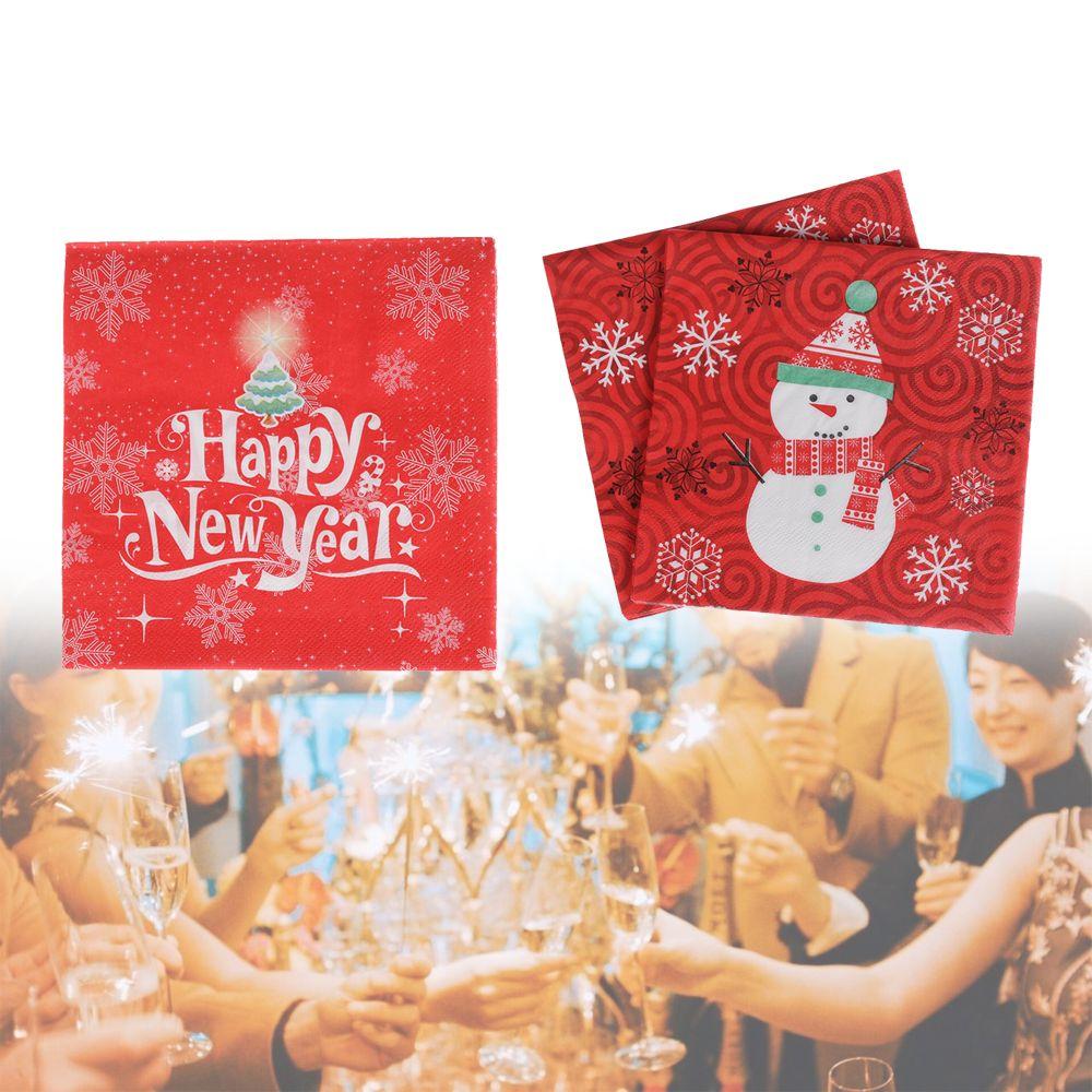 20pcs Party Supply Santa Claus Cute Christmas Decoration Towel Serviette Printing Paper Napkin