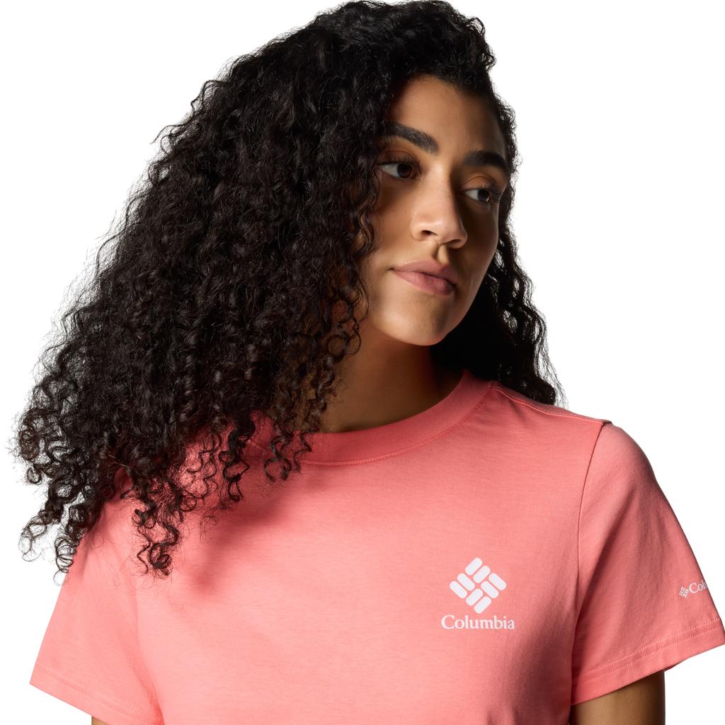 Columbia Rolling Bend Graphic SS Tee, Womens pink T-shirt