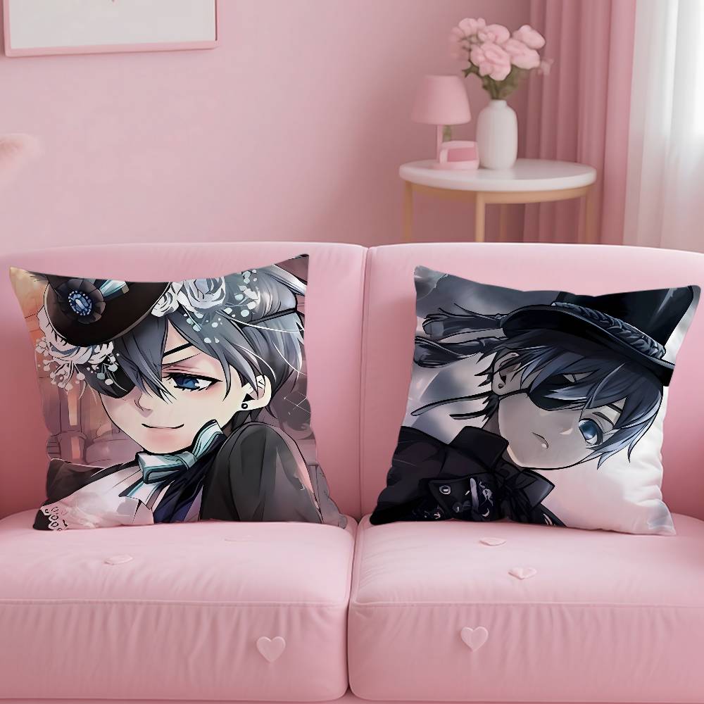 Anime B-Black B-Butler Pillow Case Safe Custom Photo Pillow, Anti-Fade Brushed Fleece Cushion, Maternal & Infant Safe.