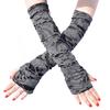 1 Pair Thumbhole Design Long Halloween Fingerless Gloves Casual Ripped Holes Decor Adult Cosplay Gloves Punk Style Arm Sleeves