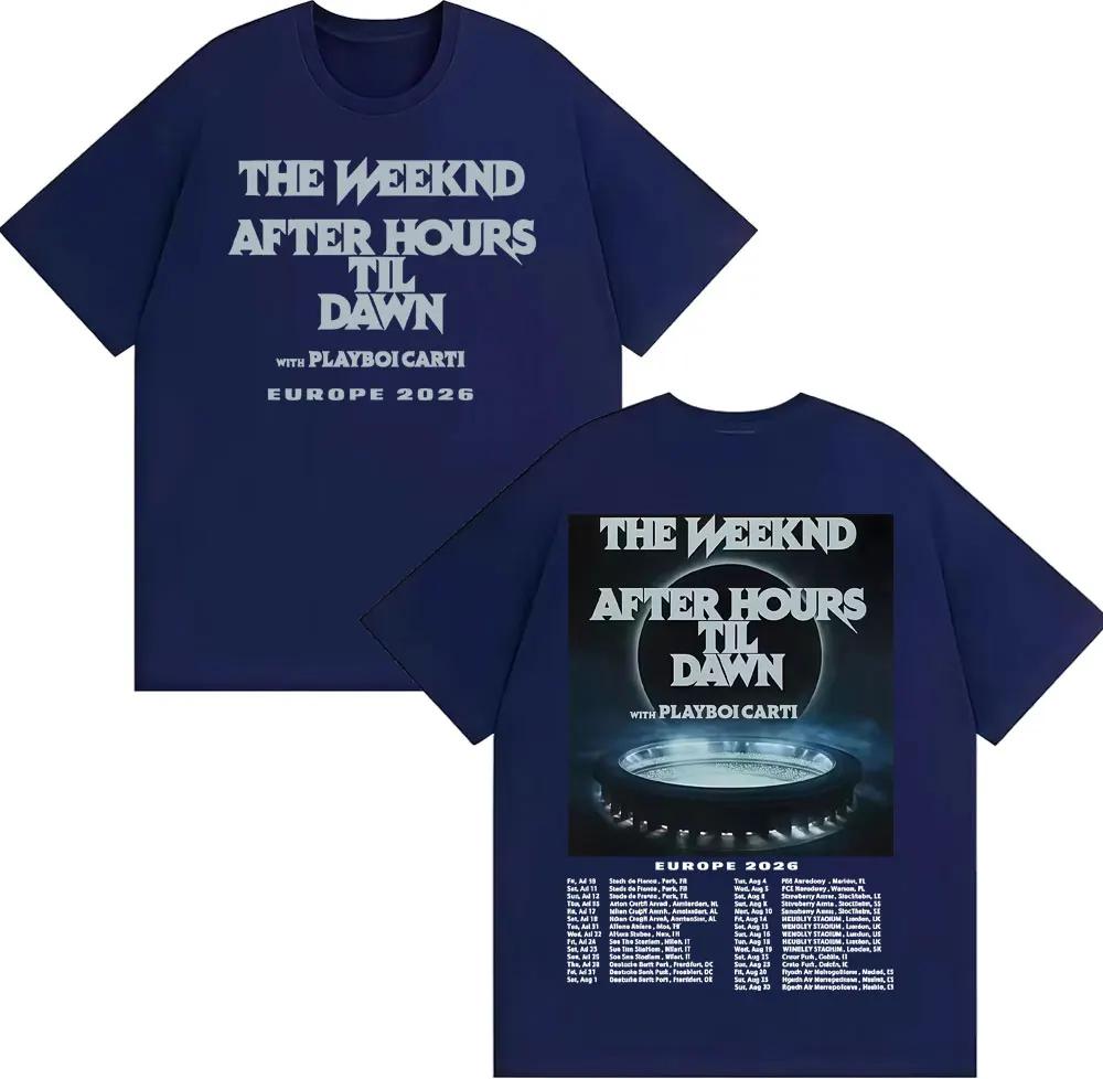 The Weeknd After Hours Til Dawn Европа 2026 Футболки Мужские Женские Мода Хип-Хоп Стиль Футболка Винтажная Повседневная Футболка с Коротким Рукавом